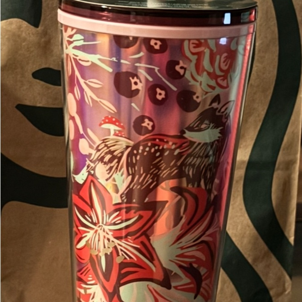 Starbucks Multicolor Fox and Floral Tumbler